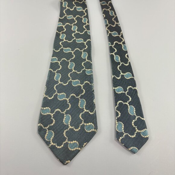 Giorgio Armani Dark Green Monogram Pattern Men's Tie 3 1/2" x 61" Vintage - Picture 2 of 4